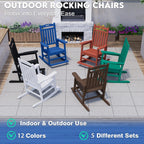 PLUUV Outdoor Rocking Chair, HDPE Patio Rocking Chairs with Footboard, All Weather Porch Rockers Outdoor for Adult, Effortless Installation, Black