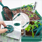 Seed Starter Tray, Plant Propagation Station with Grow Light, Seedling Starter Trays with Timing Controller, Mini Greenhouse Kit with Humidity Domes and Base, Plant Tray for Seeds Growing Starting