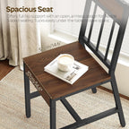 YATINEY Dining Chairs Set of 4, Kitchen Chairs with Metal Frame, Slanted Back, Industrial Dining Chair Set, for Kitchen, Living Room, Dark Walnut and Black CY03L4BH