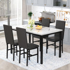 Hooseng 5 Piece Dining Table Set for 4, Faux Marble Kitchen Table with Upholstered Chairs, Modern Dinner Table Set for Dining Room, Small Spaces, White＆Black