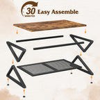 EnHomee Coffee Table with Storage & Shelf for Living Room, Rustic Brown