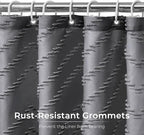 Extra Long Grey Boho Shower Curtain 96 Inch Grey Tufted Chevron Striped Fabric Shower Curtains for Bathroom Modern Shabby Chic Waterproof Cloth Shower Curtain Set with Hooks