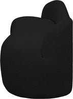 Meridian Furniture 119Black Flair Collection Modern | Contemporary Boucle Fabric Upholstered Bench with Curved Back Design, Black, 62" W x 23" D x 24" H