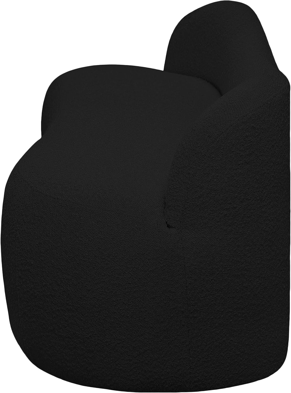 Meridian Furniture 119Black Flair Collection Modern | Contemporary Boucle Fabric Upholstered Bench with Curved Back Design, Black, 62" W x 23" D x 24" H