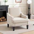 Accent Chair for Living Room,Mid-Century Arm Chair Fabric Living Room Chairs,Upholstered Reading Chair for Bedroom,Single Sofa Chair with Wood Legs for Apartment (Beige)