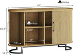 HUAHUU Sideboard Buffet Cabinet with Storage, 47" Fluted Tambour, Adjustable Shelves, Mid Century Modern Console for Living Room Kitchen Wood