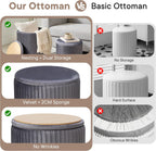 DUMOS Round Ottomans with Storage Set of 2, Vanity Stool, Foot Stool | 14.57"D x 18.11"H and 12.60"D x 14.96"H, Velvet Sturdy Ottoman for Living Room, Bedroom, Dorm, Small Apartment, Black