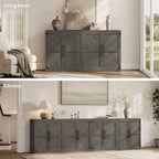 SICOTAS Buffet Cabinet with 4 Doors, Modern Sideboard Cabinet with Storage and Adjustable Shelves, Large Credenza Storage Cabinet (1, Ash Gray)