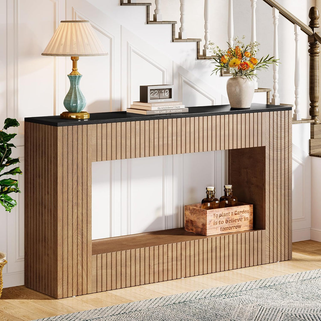 Tribesigns Modern Console Table, 55-Inch Wood Entryway Table with Storage, Narrow Long Sofa Table Behind Couch Table for Living Room, Foyer, Hallway, Brown