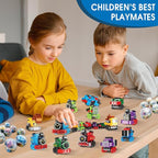 Mini Building Block Sets, 12PCS Vehicle Train Toys Building Blocks, 6 in 1 STEM Toys Eggs Building Sets, Party Favors for Kids Goodie Bags Prizes/Birthday Gifts