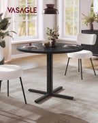VASAGLE Dining Table, Small Round Kitchen Table for 4 People, 31.5 x 29.4 Inches, for Dining Room, Living Room, Modern, Water-Resistant, Ebony Black UKDT082B101S