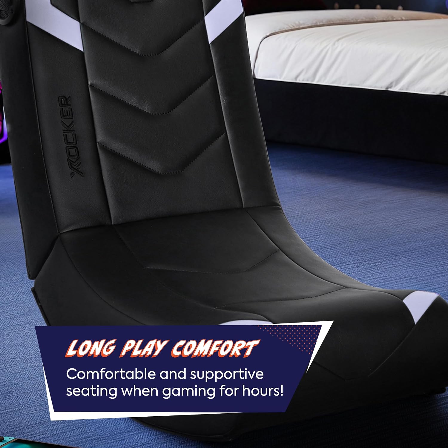 X Rocker Video Gaming Floor Rocker Chair, Built-in Audio, Foldable, for Gamers, Bedroom, or Game Room for Boys, Girls, Teens 5-17, Gifts for Gamers