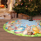 Easter Bunny Eggs Tree Skirt 36 Inch Rabbit Christmas Tree Skirt Xmas Ornaments for Holiday Party Decorations Indoor Outdoor