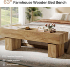 Tribesigns 63“ Extra Long Entryway Bench, Indoor End of Bed Bench for Bedroom, Farmhouse Wooden Shoe Seat Dining Bench for Dining Room, Living Room, Hallway, Light Brown