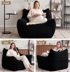 Vipbear Bean Bag Chair for Adults, Chair with Memory Foam | 35.5" Corduroy Beanbag Washable, Cozy Fluffy Chair with Pocket & Handle, Ergonomic Bedroom Sofa Chair for Gaming, Reading