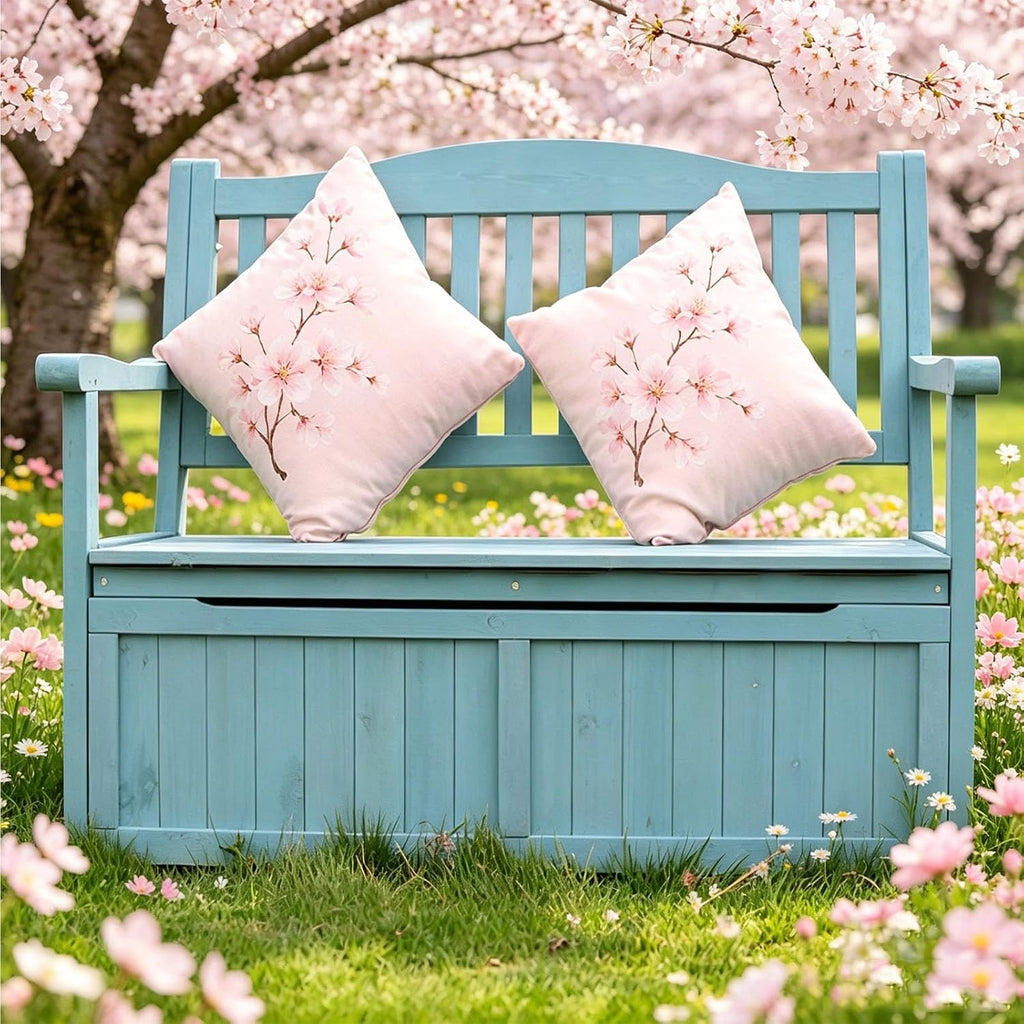 Deck Box Storage Bench, Patio Furniture, Solid Wood, Waterproof, with Armrest, 2-Person Outdoor Bench for Garden, Porch, Poolside for Porch, Backyard and Park(C)