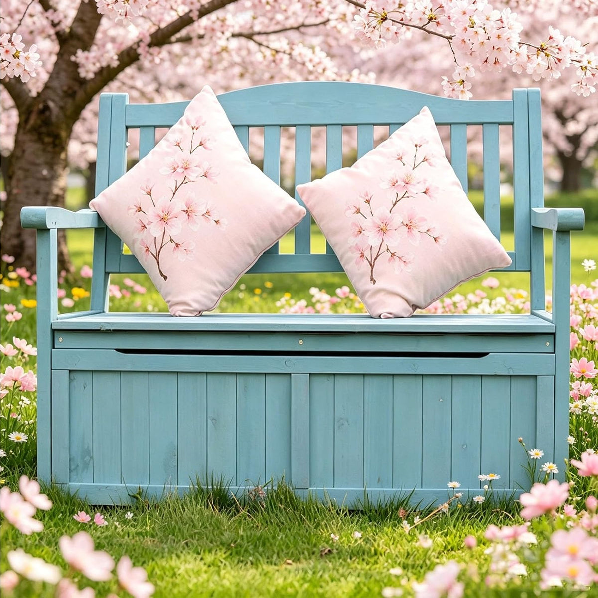 Deck Box Storage Bench, Patio Furniture, Solid Wood, Waterproof, with Armrest, 2-Person Outdoor Bench for Garden, Porch, Poolside for Porch, Backyard and Park(C)