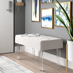 Linon Ella Glitz Acrylic Leg Bench, 35"Wx17"Dx18"H, White