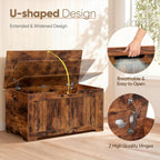 SUPER DEAL Storage Chest, 39 inches Chest Box Organizer with 2 Safety Hinges, Wooden Entryway Shoe Organizer Storage Bench, Rustic Brown