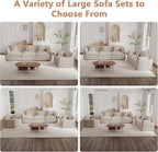 mikibama Luxury Oversized 3 Piece Sofa Set, 2 Pieces of 2 Seater and 1 Piece of 3 Seater Sofa, Modern Chenille Comfy Cloud Couches Set with 13 Pillow for Living Room Office, Light Coffee