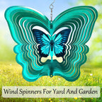 ISEO Butterfly Wind Spinner for Yard and Garden, Hanging Outdoor Decor, Yard Art, Porch and Patio Decorations, Metal Wind Spinners Outdoor, Weather Resistant, 12”