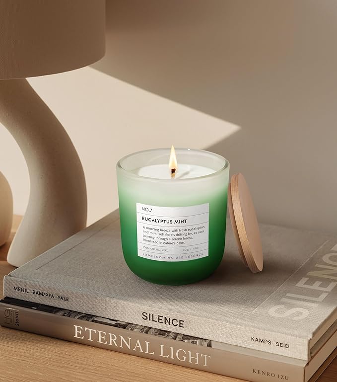 Eucalyptus & Mint Scented Candle, 11oz Aromatherapy Soy Wax Candles for Home Scented, Long Lasting, Eucalyptus Scent, Green Color, Gift for Women, Men, Sisters, Relaxation & Stress Relief