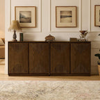 LKTART Mid Century Modern Sideboard Buffet Storage Cabinet with Doors and Shelves,Wood Coffee Bar Storage Cabinets for Kitchen, Dining Room, Living Room-Brown Walnut