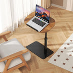 Solid Wood C Shaped Side Table for Sofa/Bed, Adjustable Height C Shaped End Table Metal Base, 360°Swivel/Flip Top Couch Tables That Slide Under, Small Spaces Laptop Stand Coffee Table (Wood)