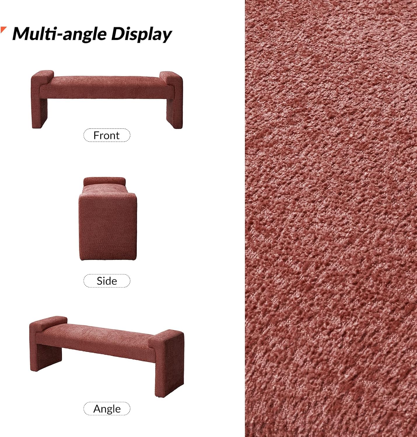 58.5" End of Bed Bedroom Bench, Elegant Fabric Upholstered Footstool for Dining Room & Entryway, Sturdy Legs with Floor Pads Footrest Ottoman, Rosewood