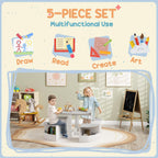 5-Piece Kids Table and Chair Set with Storage for Art and Play | Gray Activity Furniture for Drawing, Crafts, Classrooms, Nurseries, and Playrooms