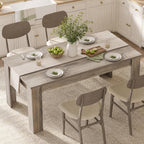 CABIHOME 63" Rectangular Dining Table for 4-6, Farmhouse Large Kitchen Table, Sturdy Frame, 4 Triangular Stable Legs, Thickened Tabletop, Ideal for Apartment, Dining Room, Small Space, Retro Gray