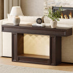 Rresyet 63" 2-Tier Entryway Console Table Behind Sofa with Sensor Lights | 2-Tier Storage Design, Sturdy U-Shape Base, Ideal for Entryway, Living Room, Corridor and Foyer