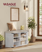 VASAGLE Shoe Storage Bench with Removable Cushion, Adjustable Shelves | Shoe Rack with Padded Seat, Entryway Bench, for Hallway, Bedroom, Cloud White, LIRY Collection ULSB105W01
