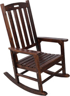 Wooden Oversized Porch Rocking Chair, Wide seat, high Back, high-Back Smooth Rocking Chair, Suitable for Indoor and Outdoor use, Brown
