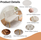Upholstered Dining Bench with Back Button Tufted Settee Benches Small Loveseat Sofa Couch for Small Spaces,Entryway,Kitchen Banquettee Seating Sofa Benches with Backrest (Beige, Dining Bench)