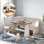 ENOR Breakfast Nook Table Set,Corner Kitchen Table for Dining Room,Brown