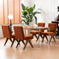 Rowill Modern Upholstered Dining Chairs Parsons Chair Linen Fabric Kitchen Chairs Tufted Armless Dining Room Chairs with Wood Legs Set of 4, Burnt Orange