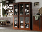 Palace Imports 100% Solid Wood 48.5" Pantry China Cabinet with Clear Glass Doors and Adjustable Shelves (Mocha)