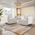 360° Swivel Accent Armchair Set of 2, 39.3" Oversized, Sherpa Boucle Fabric Sofa Chair with Removable Back & Arm Pillows, Swivel Chairs with Cozy Soft Padded, White