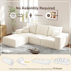 2 Square Cloud Footstool for Living Room, No Assembly Modular Corduroy Convertible Seat, Modern Style Sofa Accessory for Lounge or Bedroom