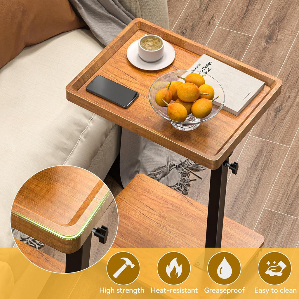XNSDXV C Table End Table Adjustable Height, 360°Swivel TV Tray Table for Small Spaces, Couch Tables That Slide Under, C Shaped Side Tables Living Room and Bedroom for Sofa, Bed,Chair, Snack