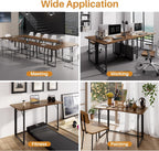 JOYMOOP 47.2" Brown Folding Desk, No Assembly, Wooden Top, Large Size | Versatile Foldable Desk for Work, Study, Craft | Slim-Folding Storage | 150 lbs, Safe Corners | Metal Legs Foldable Table
