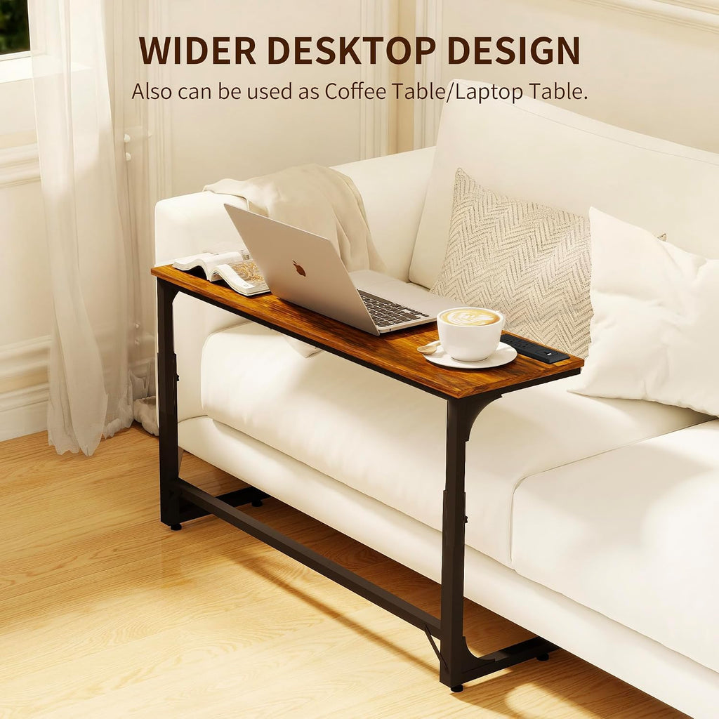 2 Pack 11.8" Wide Behind Couch Table with Charging Station | 11.8"Wx78.8"L Sofa Table, Long Narrow Console Table with Adjustable Height (25"-33"), USB-C & Outlets, Living Room, Entryway