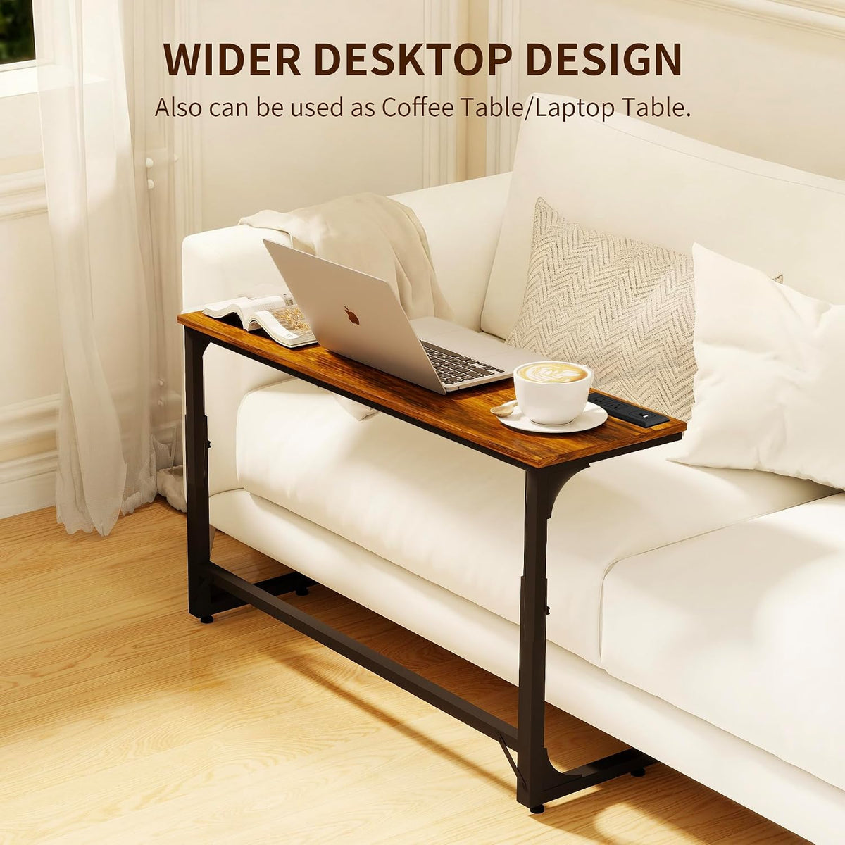 2 Pack 11.8" Wide Behind Couch Table with Charging Station | 11.8"Wx78.8"L Sofa Table, Long Narrow Console Table with Adjustable Height (25"-33"), USB-C & Outlets, Living Room, Entryway