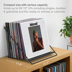 Boundless Audio Vinyl Record Storage Rack - Record Holder for 50 LPs, Black | Solid Steel Powder-Coated Finish - Patented Fold-Flat Frame - Minimalist Now Playing Album Display Stand & Crate Alternative