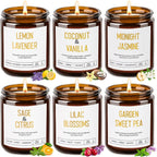 Candles for Home Scented - Soy Candles Non Toxic, 6 Pack Candle Gift Set | 42oz 300h Long Lasting Aromatherapy Candles with Lavender Lemon Vanilla Coconut Jasmine Sage - Floral & Fruity Scents