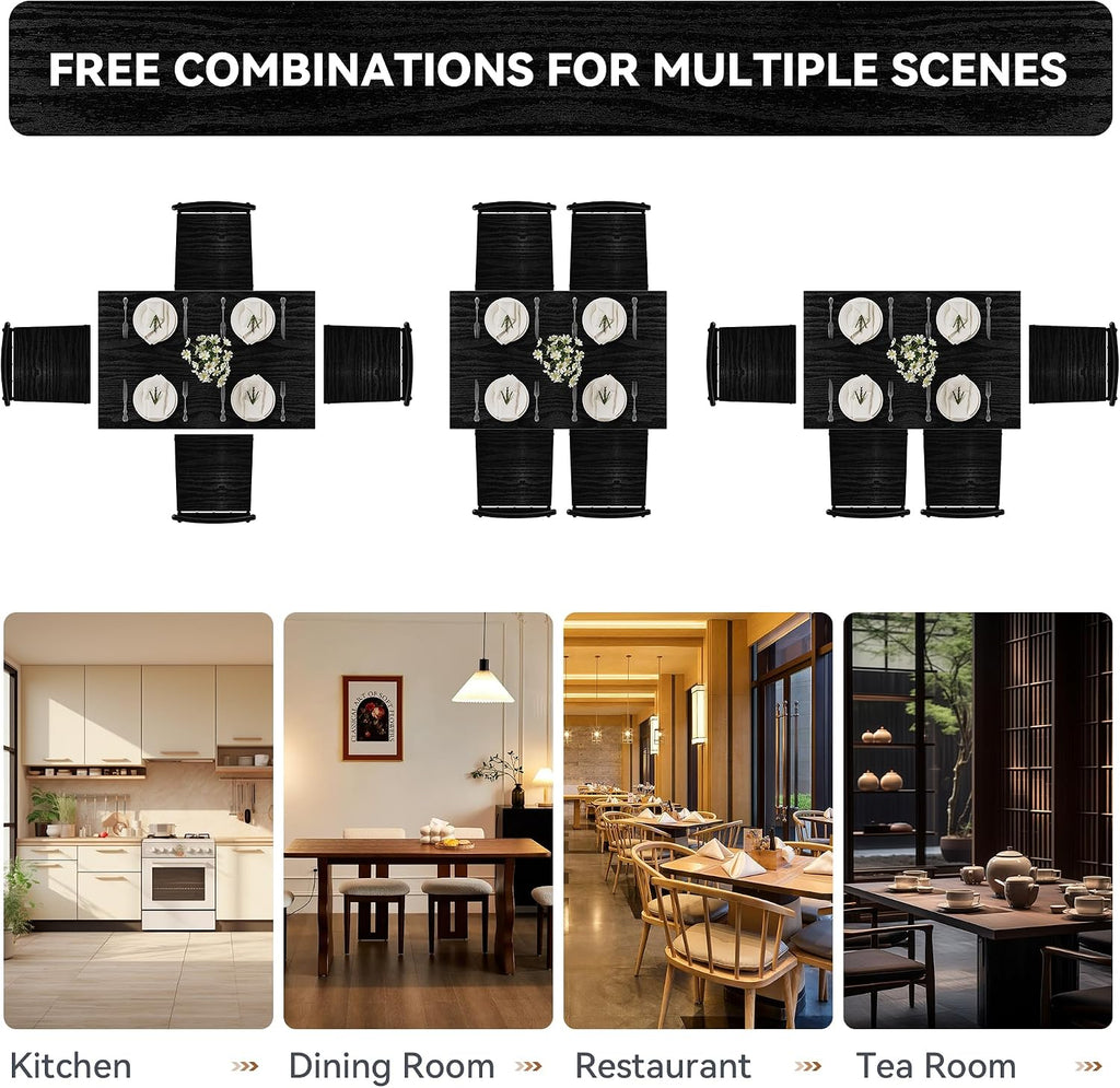 Dining Table Set for 4 with 1.6" Thick Tabletop, 5-Piece Kitchen Table Set, Space-Saving Rectangular Dining Room Kitchen Table Chair Set for Small Space,Dinette,Apartment,Rustic Black