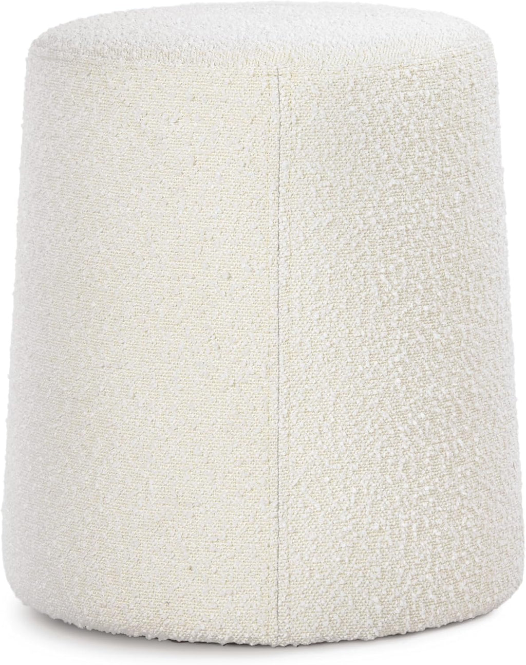 HomePop Organic Shape Ottoman (No Lid, Seat Only) | HomePop Home Décor | Round Pouf Foot Rest – Cream Boucle