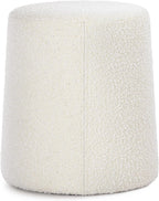 HomePop Organic Shape Ottoman (No Lid, Seat Only) | HomePop Home Décor | Round Pouf Foot Rest – Cream Boucle