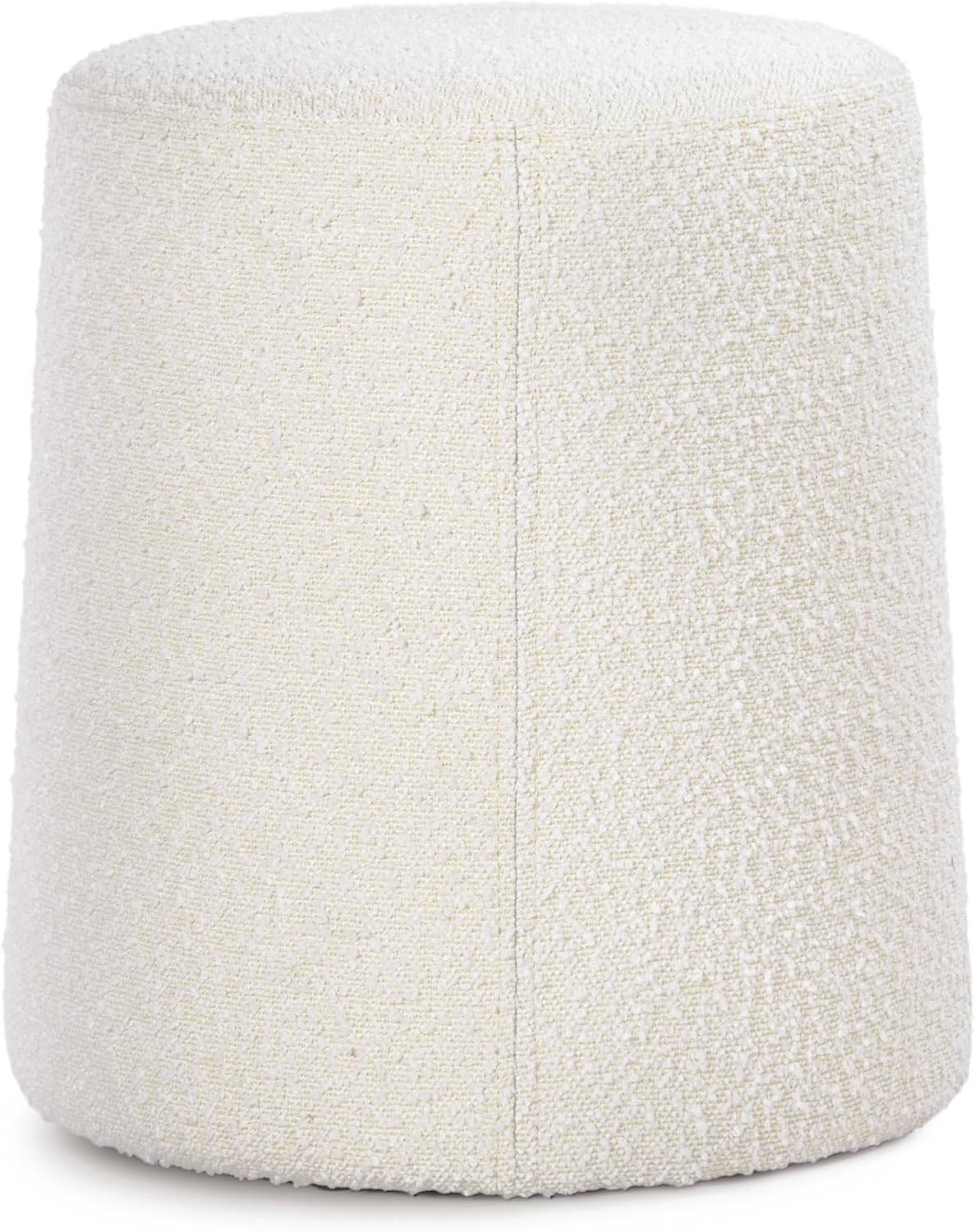 HomePop Organic Shape Ottoman (No Lid, Seat Only) | HomePop Home Décor | Round Pouf Foot Rest – Cream Boucle